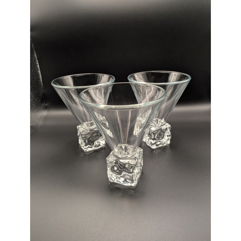 Set Of 3 Disaronno Martini " Melting Ice"  Cocktail Glasses Retro